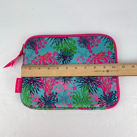 EUC Lilly Pulitzer iPad/Tablet Neoprene Blue Pink Nautical Case Holder Zipper - Picture 7 of 8